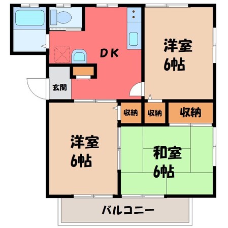 雀宮駅 徒歩18分 1階の物件間取画像